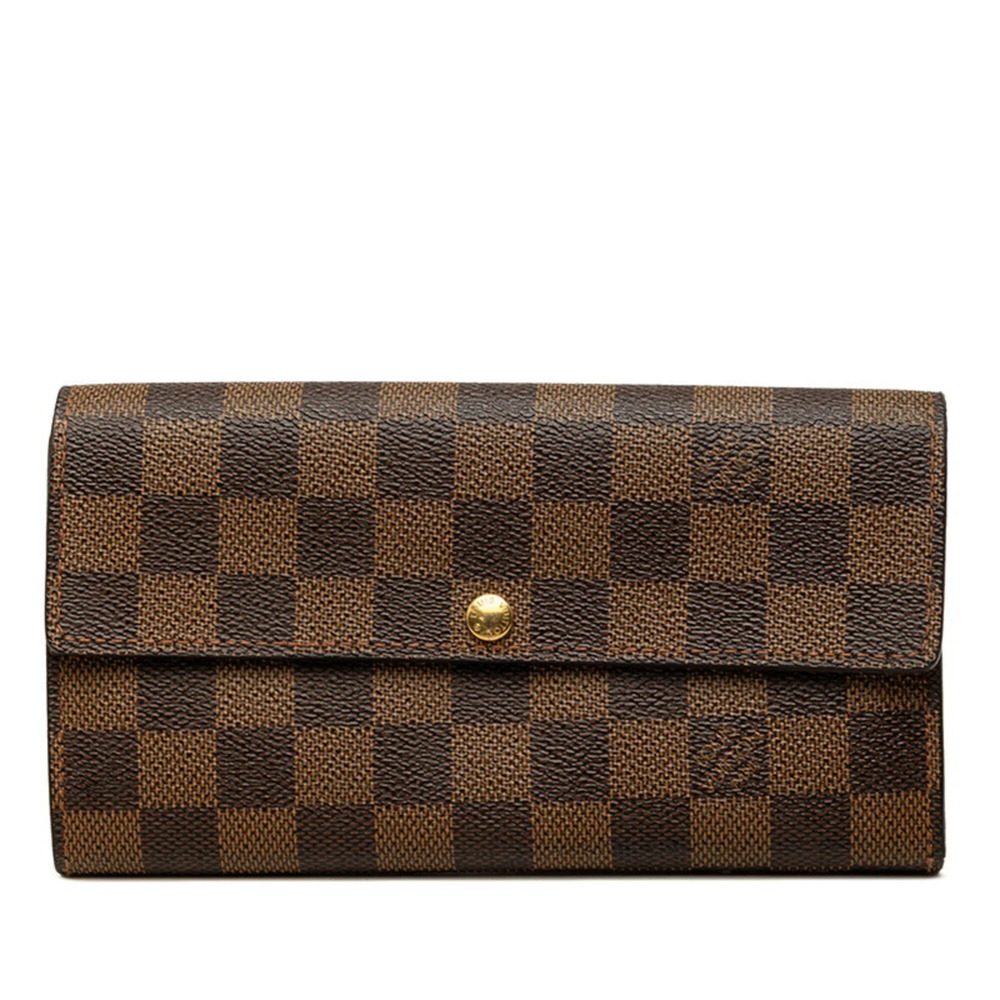 Louis Vuitton Damier Portefeuille Sarah Long Wallet N61734 Brown Leather Wome...